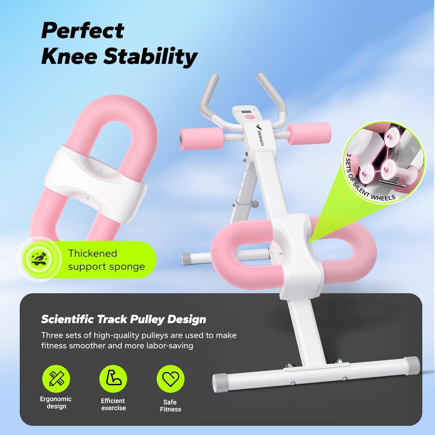 Ab Machine, Ab Workout Equipment, Adjustable Ab Trainer Machine for Abs Workout at Home Gym, Foldable, Knee Protection, Abdominal Trainer for Stomach Workout