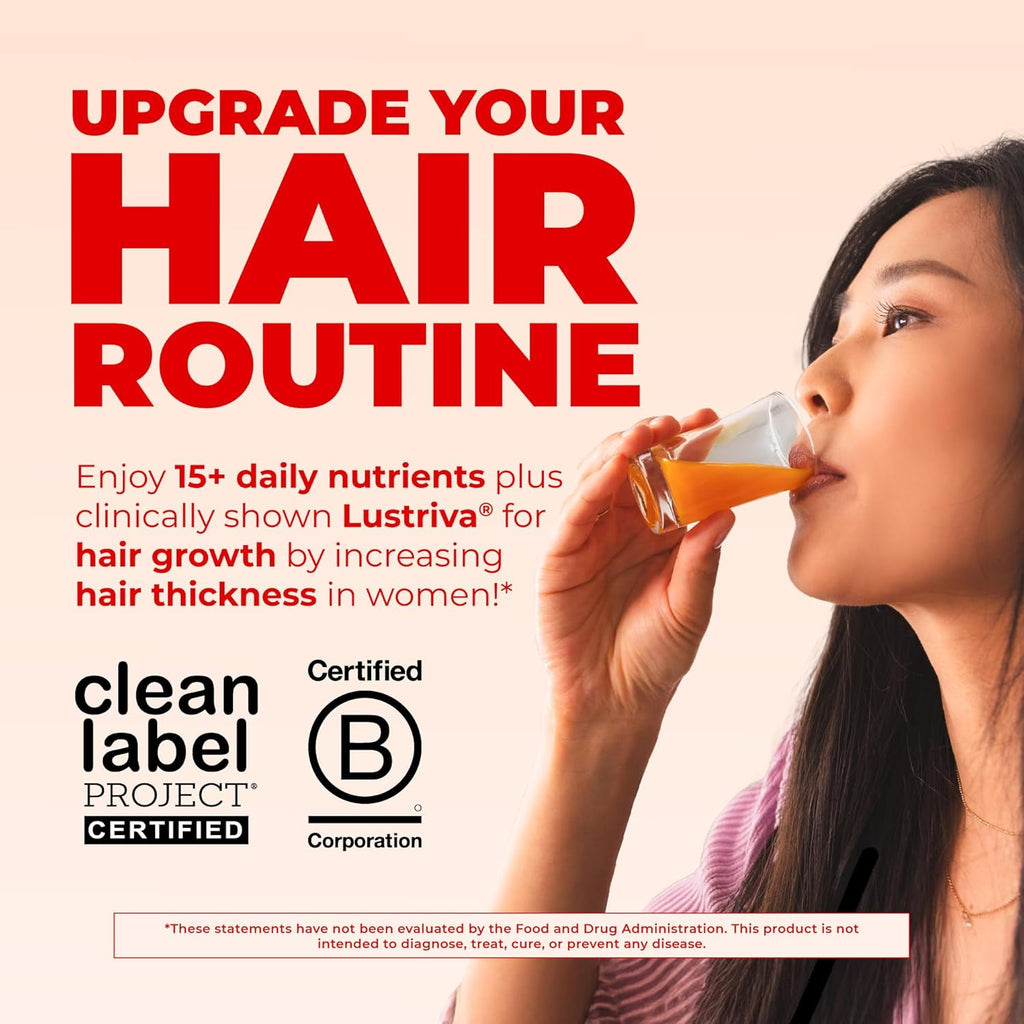 Liquid Multivitamin+Hair Growth | Biotin 10000Mcg | Lustriva Hair Growth Supplement | Clinically Tested in Women for Thicker Hair&Facial Wrinkle | Skin Care | Ages 18+ | 15.22 Fl Oz