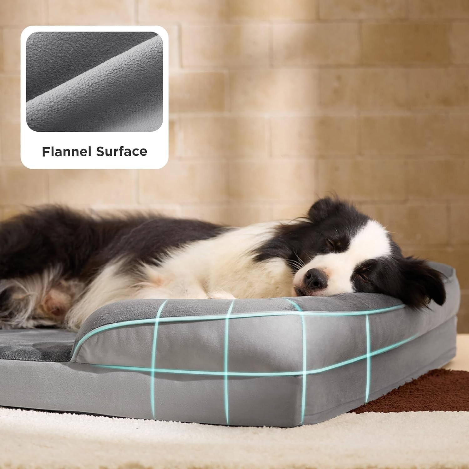 Orthopedic Dog Beds Large Sized Dog - Washable Large Dog Cat Bed Waterproof, Comfort Dogs Couch Sofa with Washable Removable Cover, Pet Bed with Nonskid Bottom, Grey, 35"
