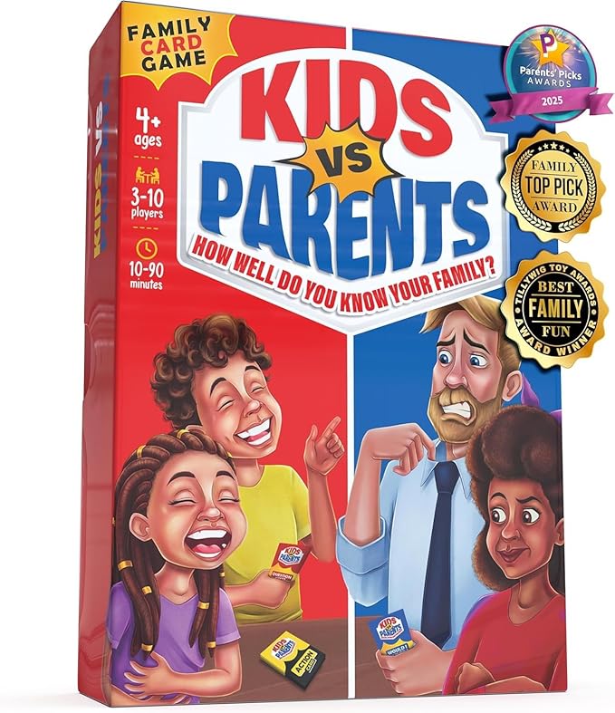 Kids VS Parents – a Hilarious Family Game with Conversation Starters & Fun Challenges – Card Game for Kids, Teens & Adults | Perfect for Game Night, Travel, or Gifts